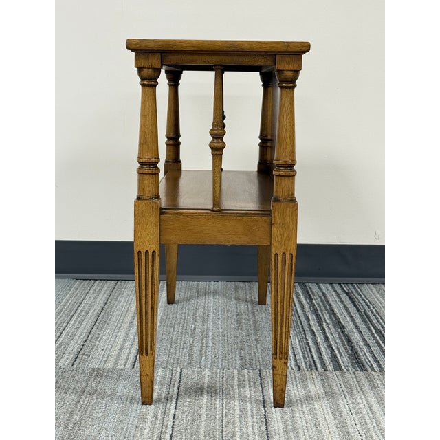 Wood French Louis XVI Style Small Two-Tier Table With Glass Top For Sale - Image 7 of 9