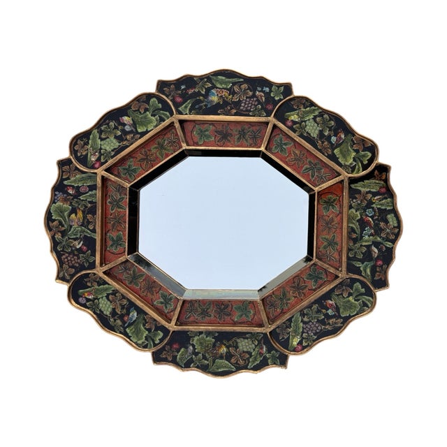 Robert M. Weiss Octagonal Mirror in Reverse Painted Frame For Sale - Image 9 of 11