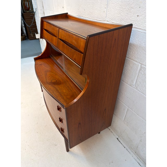 Wood Mid-Century Modern Teak Secretary Desk Attributed to Gunnar Falsig for Falsig Møbler For Sale - Image 7 of 16