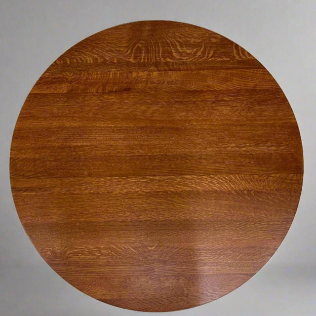 Brown Mission Quarter Sawn Oak Round Dining Table, Kitchen Table - 42" For Sale - Image 8 of 10