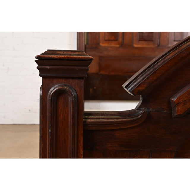 Antique Monumental Eastlake Victorian Burled Walnut Full Size Bed, Circa 1880s For Sale - Image 9 of 14