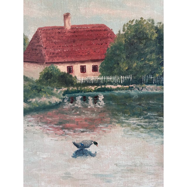 Vintage Original Landscape Oil Painting, Signed Farmhouse Art For Sale - Image 11 of 18