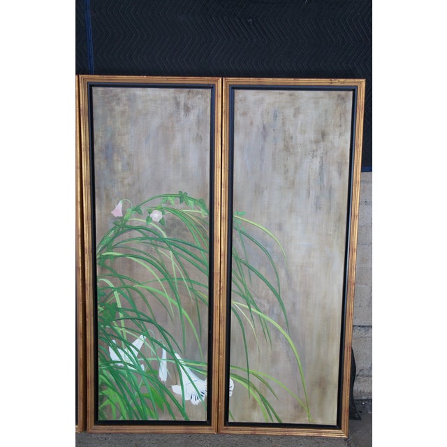 Summer Rain After Saikai Hoitsu Contemporary School Oil Painting Folding Screen For Sale - Image 10 of 18