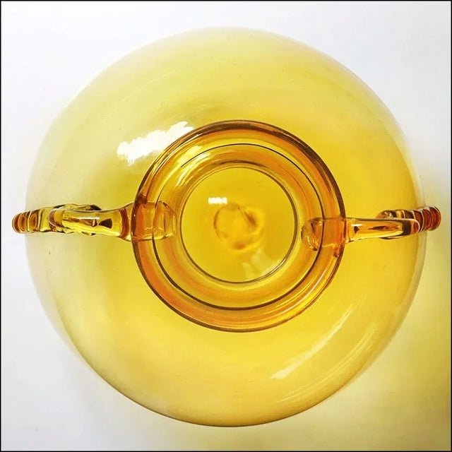 Yellow 1920s Zecchin Cappellin Soffiati Italian Studio Art Glass Orb Vase For Sale - Image 8 of 12