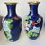 Pair of Vintage Chinese Cloisonné Vases | Blue Ground Peony, Butterfly & Bird Motif For Sale - Image 4 of 9
