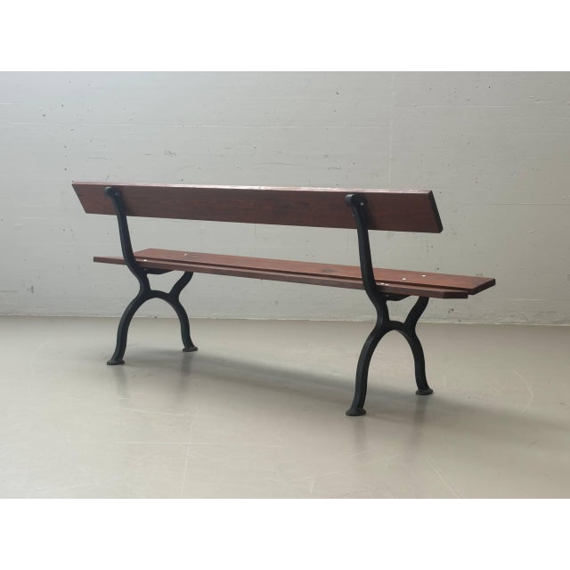 Garden Bench with Delicate Cast Iron Frame and Wooden Slats, 1960s For Sale - Image 13 of 18