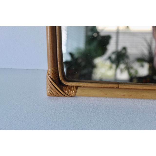 Vintage Bamboo Wicker Handcrafted Square Wall Mirror For Sale In Miami - Image 6 of 12