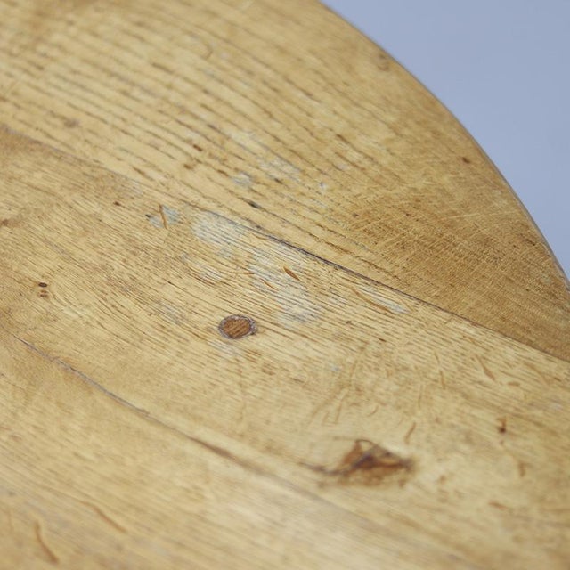 Large Round Rustic Vintage Brutalist Coffee Table from Oak For Sale - Image 6 of 8