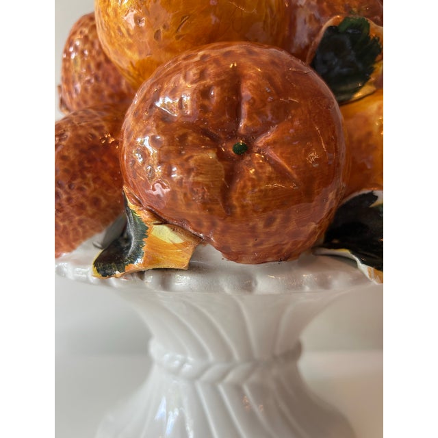 Vintage Mid Century Italian Majolica Orange Topiary Centerpiece For Sale - Image 12 of 12