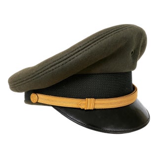 Vintage WWII–Korean War Era u.s. Army Officer Visor Cap by Bancroft (Imported Fur Felt) For Sale
