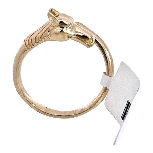 14k Yellow Gold Horse Ring Doves by Doron Paloma Size 6.75 For Sale