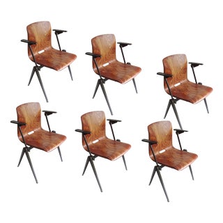 Vintage Plywood Armchairs from Galvanitas, Set of 6 For Sale