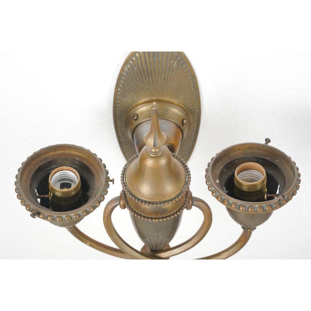 Antique Art Deco Bradley & Hubbard Bronze Wall Sconces - a Pair For Sale - Image 6 of 8