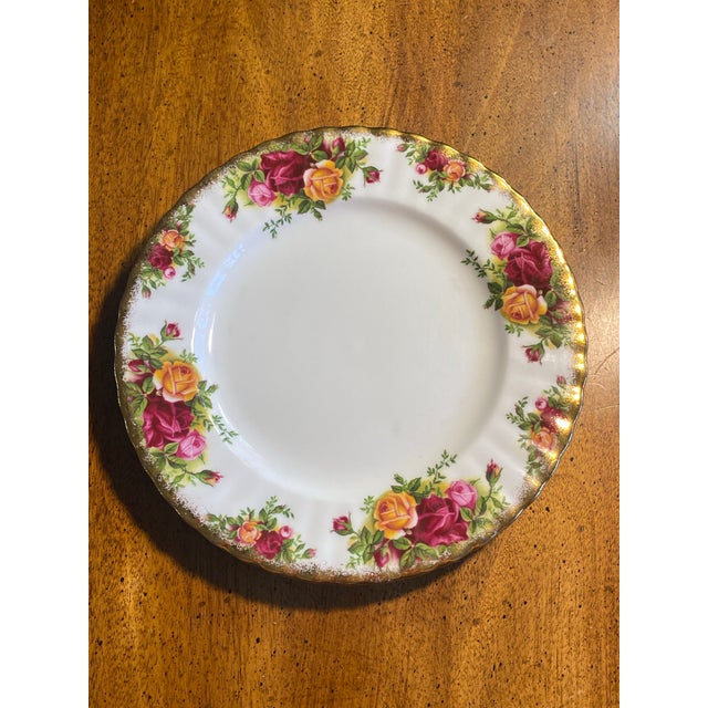 French Country 1960s Royal Albert 2 Old Country Rose 8 1/8” Salad Plates For Sale - Image 3 of 12