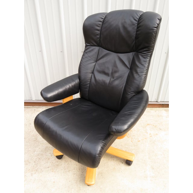 Vintage Norwegian Hjellegjerde Mobler Leather Executive Desk Chair Chairish