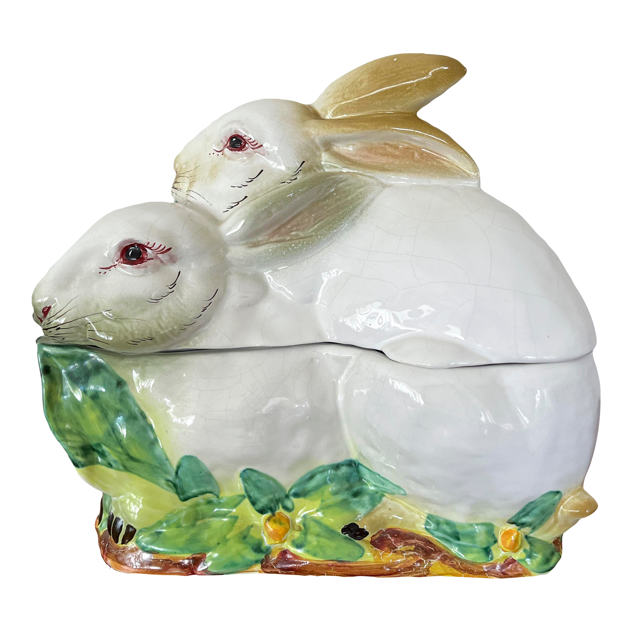 Large 1960s Vintage Nesting Rabbit Tureen With Ladle, Italian