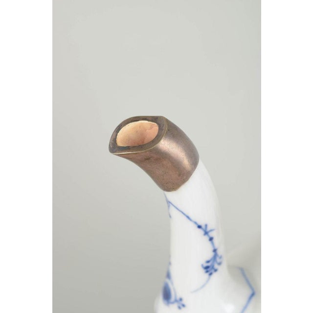 Blue Fluted Plain Coffee Pot with Silver Mount from Royal Copenhagen, 1920s For Sale - Image 4 of 6