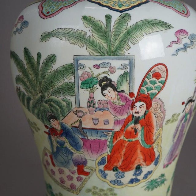Large Porcelain Chinese Urn With Hand Enameled Decoration 20thC For Sale - Image 6 of 10