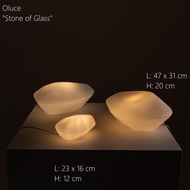 White Tre Lampade Stone of Glass Lamps from Oluce, 2000s, Set of 3 For Sale - Image 8 of 8