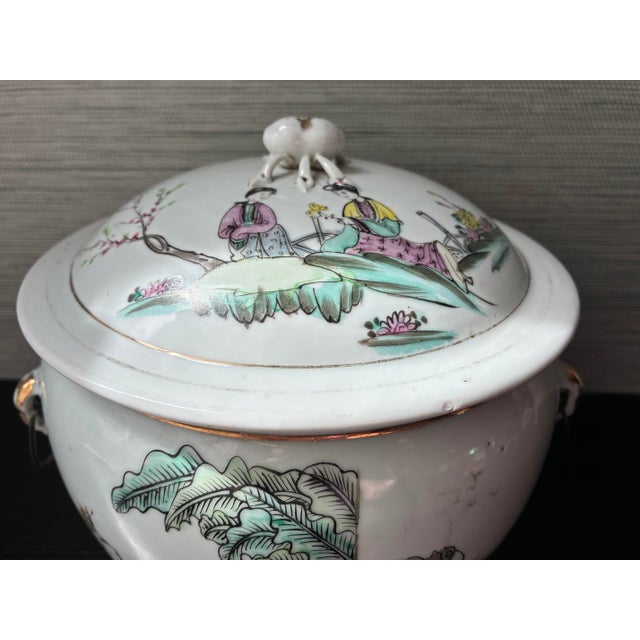 Early 20th C. Chinese Famille Rose Porcelain Lidded Jar/ Pot With Calligraphy For Sale - Image 12 of 12
