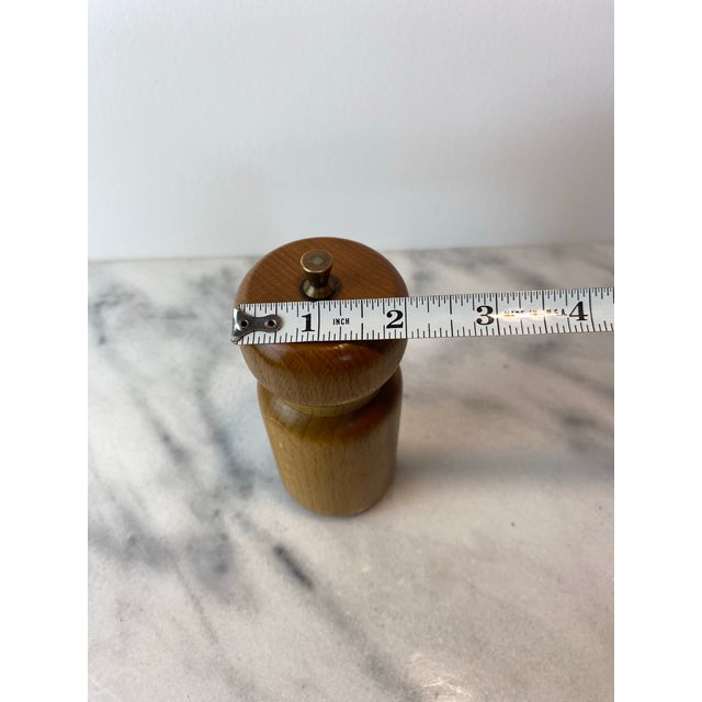 Wood Vintage Danish Modern White Oak Salt or Pepper Grinder With Brass Hardware — Scandinavian European Kitchenware For Sale - Image 7 of 8