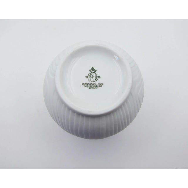 Vintage German Op-Art White Bisque Porcelain Vase Set With Wood Grain Decor For Sale - Image 10 of 11