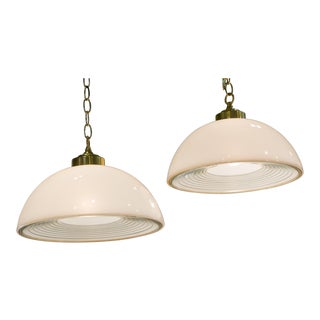 1960s Mid-Century Modern Heavy Hand-Blown Austrian Pendants - a Pair For Sale
