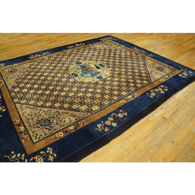 1900s Camel Classic Swastika Medallion Antique Chinese Peking Hand-Knotted Rug For Sale - Image 10 of 11