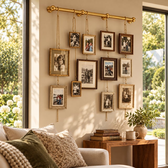 Create an elegant, flexible gallery wall with this Solid Brass Picture Rail Hanging System, designed for displaying...