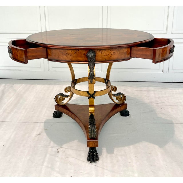 Theodore Alexander Burl Walnut and Iron Claw Foot Center Table For Sale - Image 12 of 12
