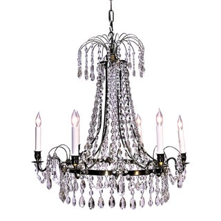 Neoclassic Style Brass 6-Light Chandelier, Sweden, Circa:1920 For Sale