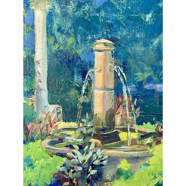 Late 20th Century Modern Impressionist Oil Painting of a Garden in Greens, Framed For Sale - Image 12 of 15