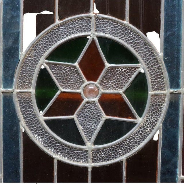 Gothic Continental Gothic Carved Oak & Stained Leaded Glass Court Cupboard C1900 For Sale - Image 3 of 17