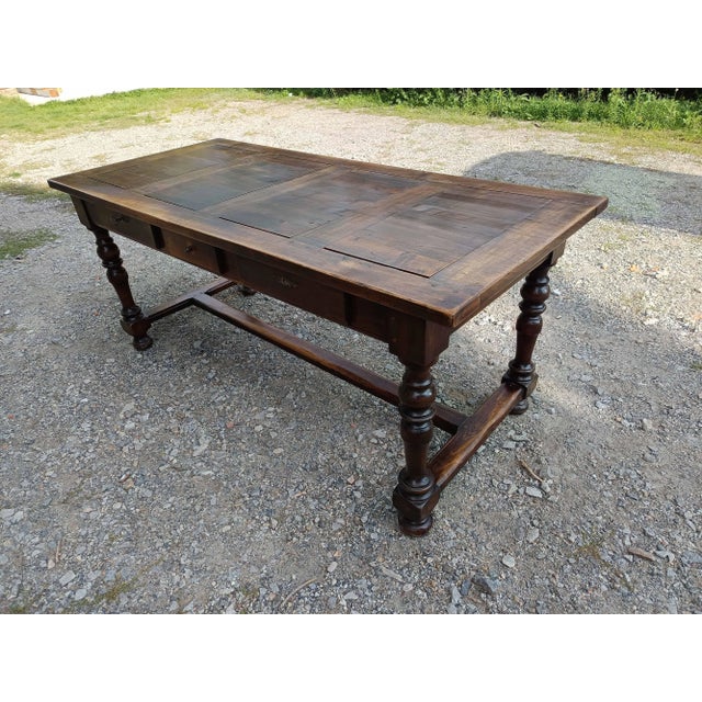 Wood Beech Farmhouse Table, 1940s For Sale - Image 7 of 18