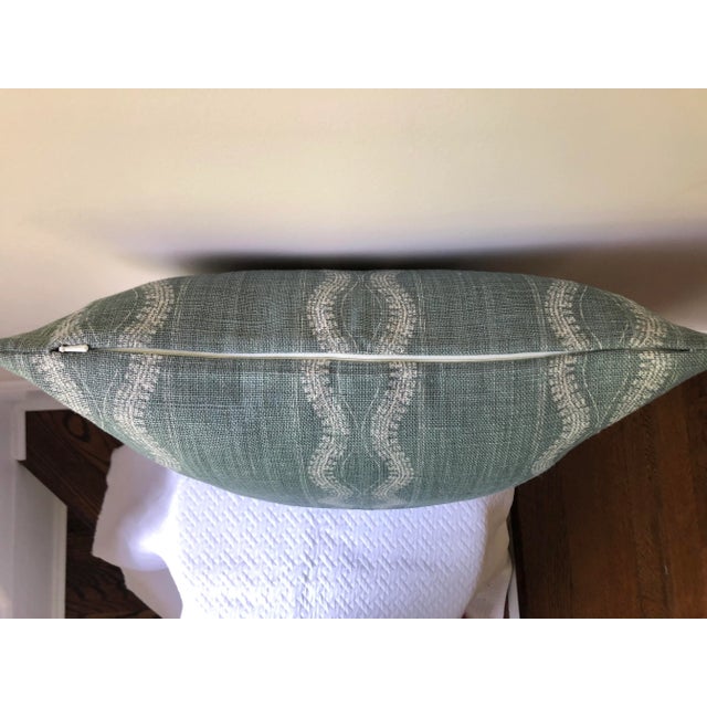 2020s Custom Pillow Cover in Peter Dunham "Zanzibar Stripe" in Ocean For Sale - Image 5 of 6