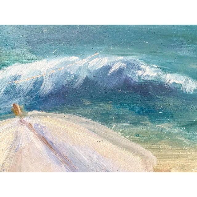 Late 20th Century Family Ocean Beach Acrylic Painting on Board For Sale - Image 4 of 7