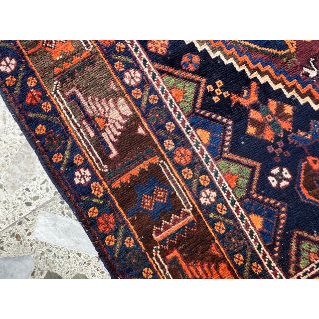 Hand-Knotted Antique Qashqai Tribal Shiraz Wool Area Rug - 4'10" X 6'5" For Sale - Image 9 of 13