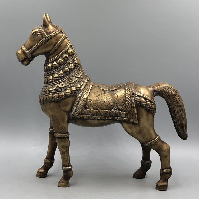 Vintage Handmade Brass Horse Statue, 1960s For Sale - Image 15 of 16