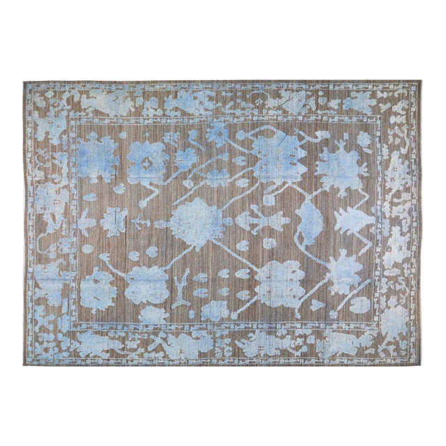 New Turkish Oushak Professional Hand Knotted Wool Rug, 10'4x14'7 For Sale