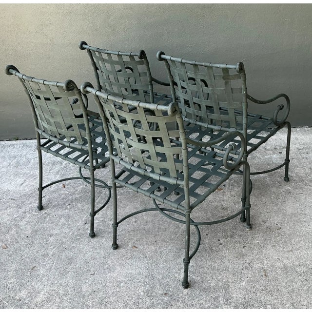 Vintage Brown Jordan “Florentine” Scroll Arm Metal Dining Chairs - Set of Four For Sale In West Palm - Image 6 of 12