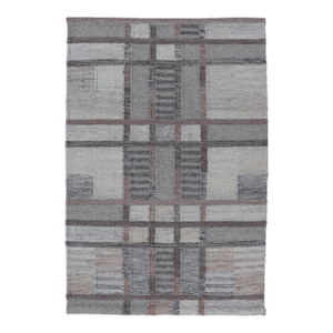 Scandinavian Hand-Woven Wool Grey Rug by Keivan Woven Arts , 3'2" X 4'11"