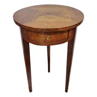 Antique German / Austrian 19th C Inlaid Biedermeier Tripod Round Side End Table For Sale