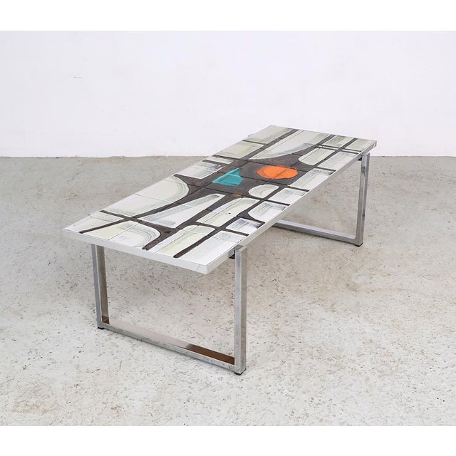 Vintage Chrome and Ceramic Tile Coffee Table from De Nisco, 1960s For Sale - Image 10 of 10