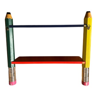 1980s Playful Vintage Pop Art Pierre Sala 2 Tier Pencil Shelf For Sale