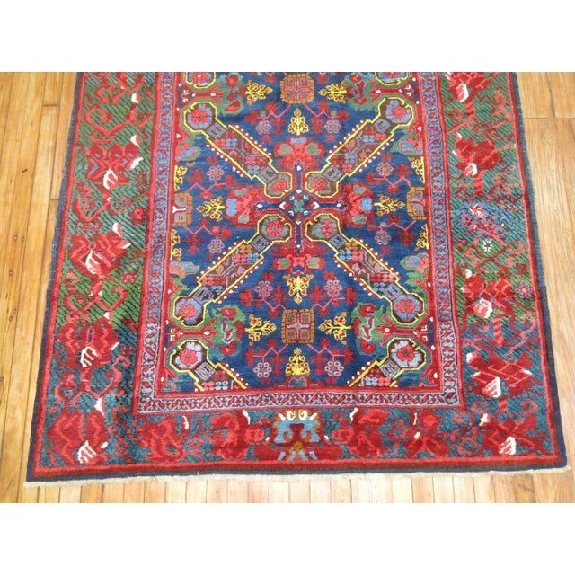 Mid-Century Modern 19th Century Rare Zabihi Collection Keyhole Karabagh Zeychour Caucasian Gallery Rug - 5' x 13'3" For Sale - Image 3 of 11