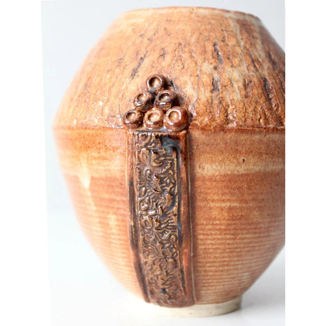 Brown Vintage Studio Pottery Vase For Sale - Image 8 of 12