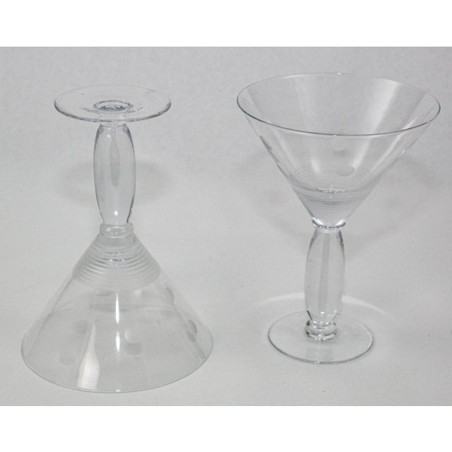 Royal Doulton Martini Crystal Etched Glasses Set of 2 Vintage Cocktail Barware For Sale - Image 9 of 12