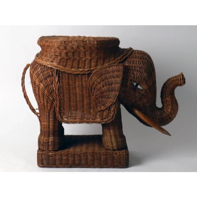 Peddle Cane Rattan Elephants Side Table, France, 1960s For Sale - Image 9 of 11