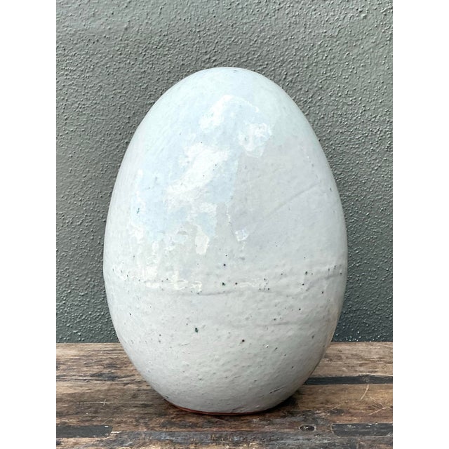 Off-white Vintage Original Studio Pottery Egg For Sale - Image 8 of 12