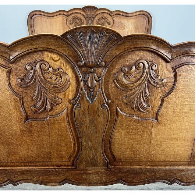 Wood Vintage French Louis XVI King Size Bed Frame in Oak For Sale - Image 7 of 14